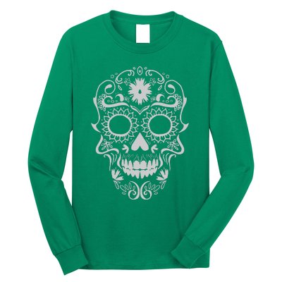 Head Floral Cool White Calavera Mexican Long Sleeve Shirt