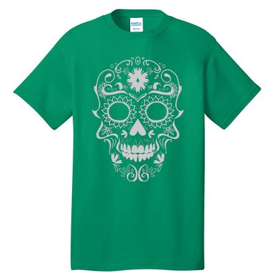 Head Floral Cool White Calavera Mexican Tall T-Shirt