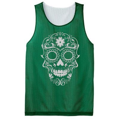 Head Floral Cool White Calavera Mexican Mesh Reversible Basketball Jersey Tank