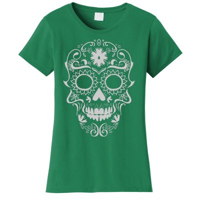 Head Floral Cool White Calavera Mexican Women's T-Shirt