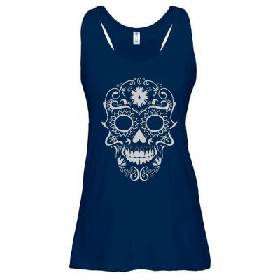 Head Floral Cool White Calavera Mexican Ladies Essential Flowy Tank