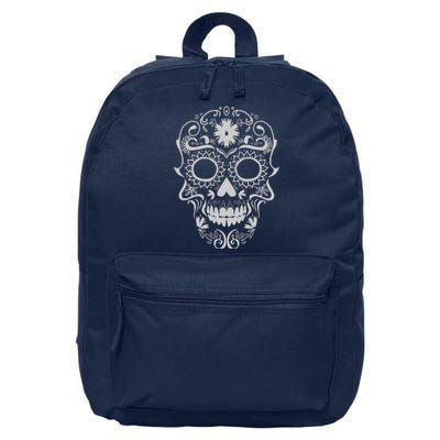 Head Floral Cool White Calavera Mexican 16 in Basic Backpack