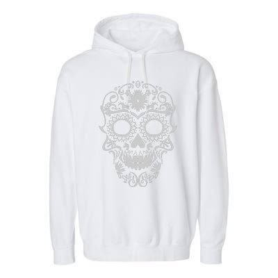 Head Floral Cool White Calavera Mexican Garment-Dyed Fleece Hoodie