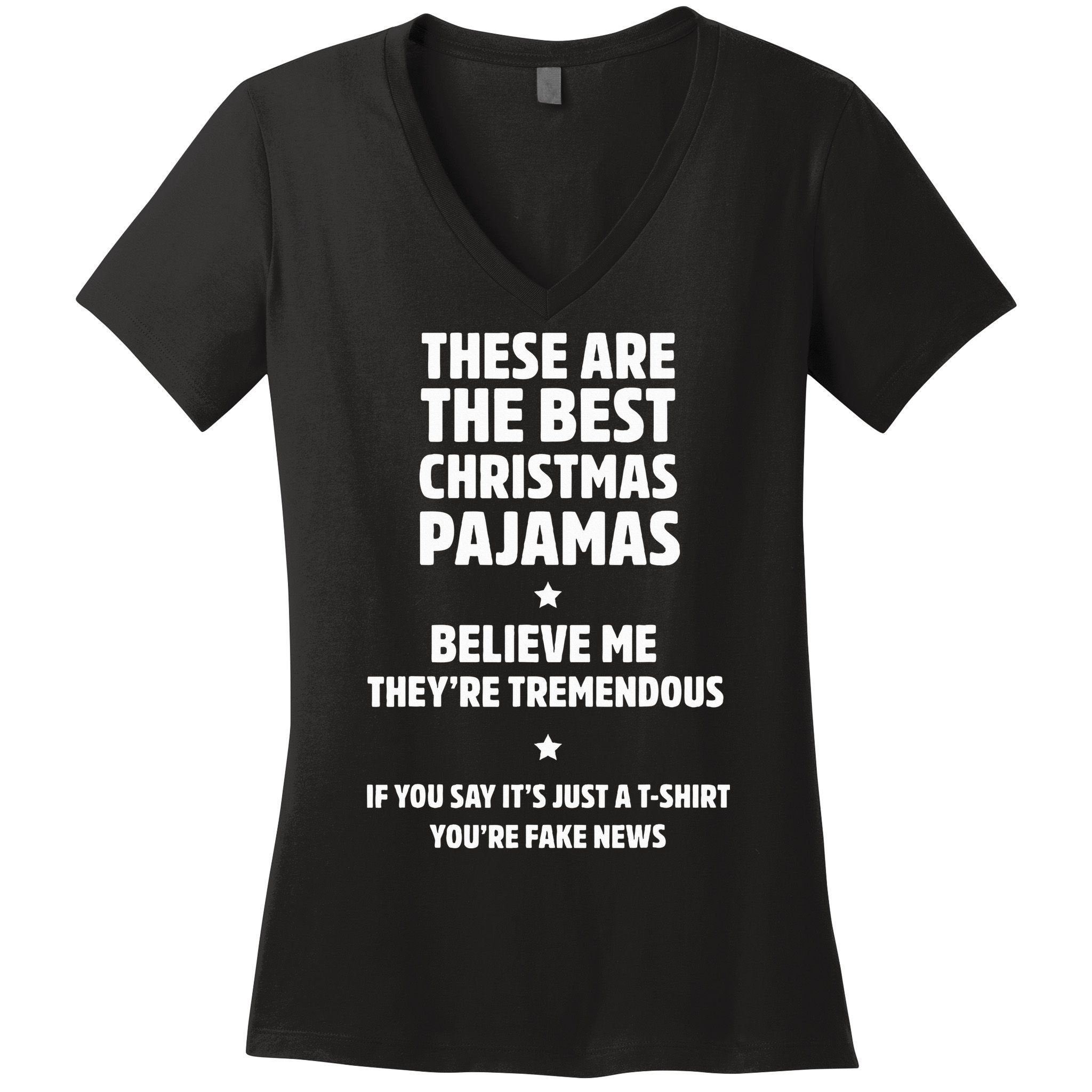 Hilarious Family Christmas Pajama Set Trump Gifts Women's V-Neck T-Shirt