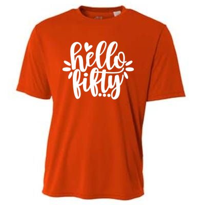 Hello Fifty Cute Hello Fifty Squad 50th Birthday Cute Gift Cooling Performance Crew T-Shirt