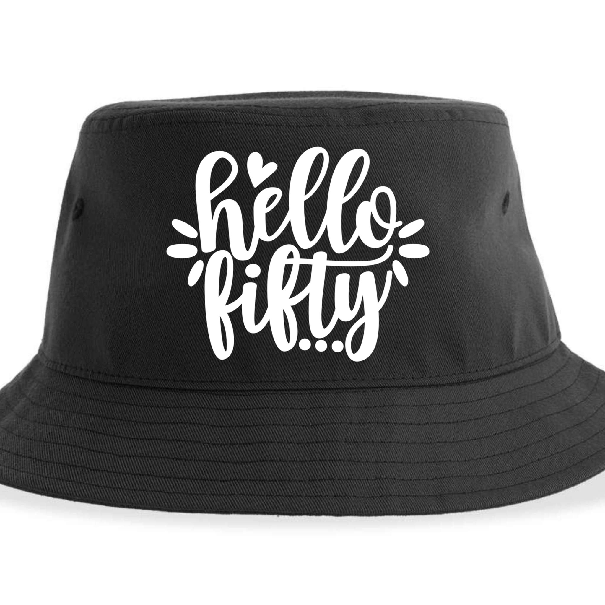 Hello Fifty Cute Hello Fifty Squad 50th Birthday Cute Gift Sustainable Bucket Hat