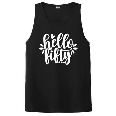 Hello Fifty Cute Hello Fifty Squad 50th Birthday Cute Gift PosiCharge Competitor Tank