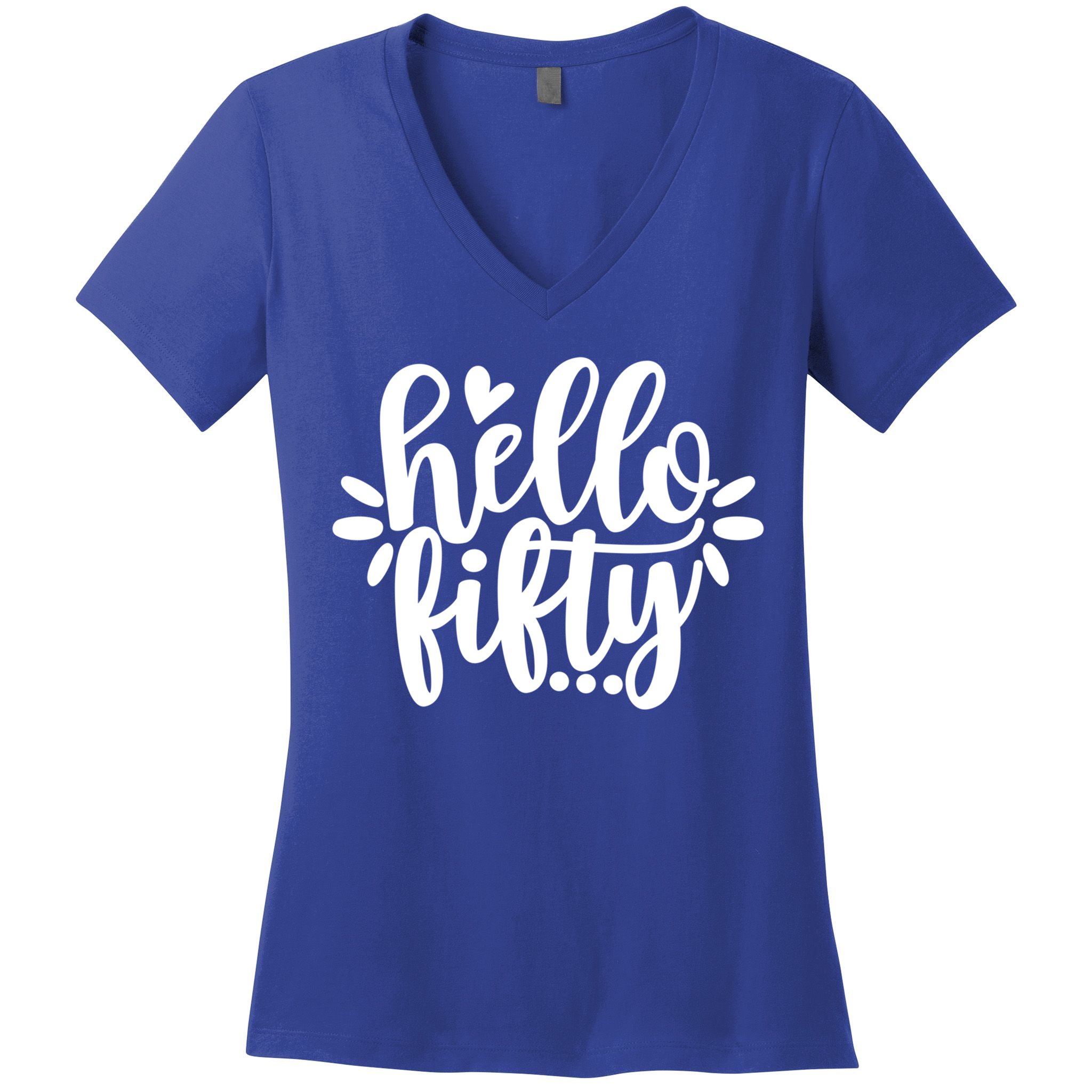 Hello Fifty Cute Hello Fifty Squad 50th Birthday Cute Gift Women's V-Neck T-Shirt