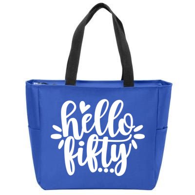 Hello Fifty Cute Hello Fifty Squad 50th Birthday Cute Gift Zip Tote Bag