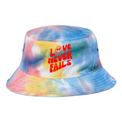 Happy Face Christian Hearts Love Never Fails Valentines Day Gift Tie Dye Newport Bucket Hat