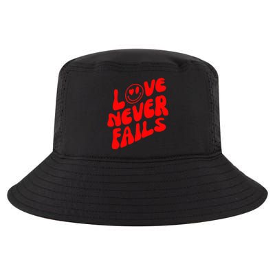 Happy Face Christian Hearts Love Never Fails Valentines Day Gift Cool Comfort Performance Bucket Hat