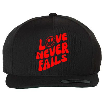 Happy Face Christian Hearts Love Never Fails Valentines Day Gift Wool Snapback Cap