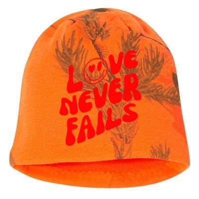 Happy Face Christian Hearts Love Never Fails Valentines Day Gift Kati - Camo Knit Beanie