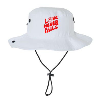 Happy Face Christian Hearts Love Never Fails Valentines Day Gift Legacy Cool Fit Booney Bucket Hat