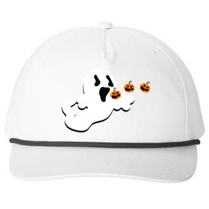 Halloween Funny Costume Ghost Eating Pumpkin Gaming Squad Funny Gift Snapback Five-Panel Rope Hat