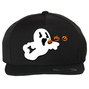 Halloween Funny Costume Ghost Eating Pumpkin Gaming Squad Funny Gift Wool Snapback Cap