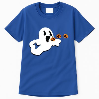 Halloween Funny Costume Ghost Eating Pumpkin Gaming Squad Funny Gift Tall T-Shirt