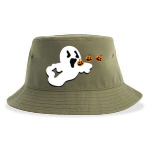 Halloween Funny Costume Ghost Eating Pumpkin Gaming Squad Funny Gift Sustainable Bucket Hat