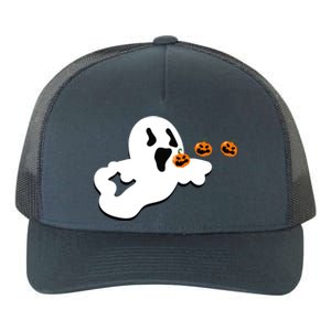 Halloween Funny Costume Ghost Eating Pumpkin Gaming Squad Funny Gift Yupoong Adult 5-Panel Trucker Hat