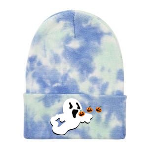 Halloween Funny Costume Ghost Eating Pumpkin Gaming Squad Funny Gift Tie Dye 12in Knit Beanie