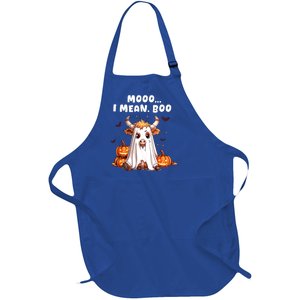 Halloween Funny Cow Lovers Moo I Mean Boo Funny Cute Cows Gift Full-Length Apron With Pockets