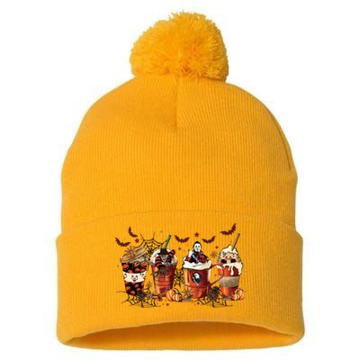 Halloween Fall Coffee Pom Pom 12in Knit Beanie