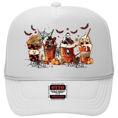 Halloween Fall Coffee High Crown Mesh Back Trucker Hat