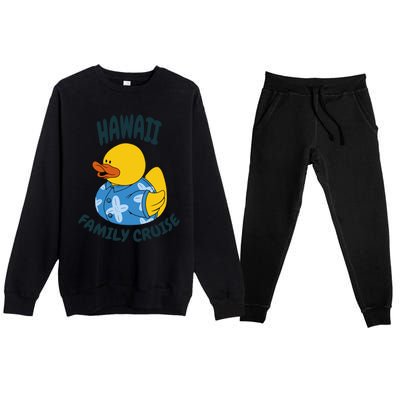 Hawaii Family Cruise Duck Matching Gift Premium Crewneck Sweatsuit Set