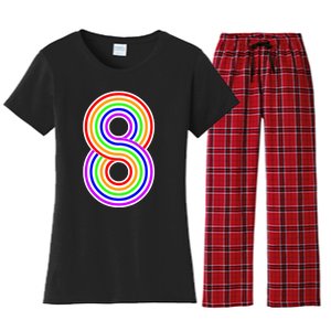 Happy Family Clothing Rainbow 8th Birthday Number 8 Women's Flannel Pajama Set