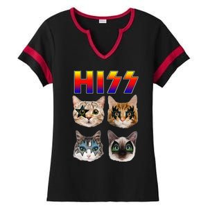 Hiss Funny Cats Kittens Rock Rockin Ladies Halftime Notch Neck Tee