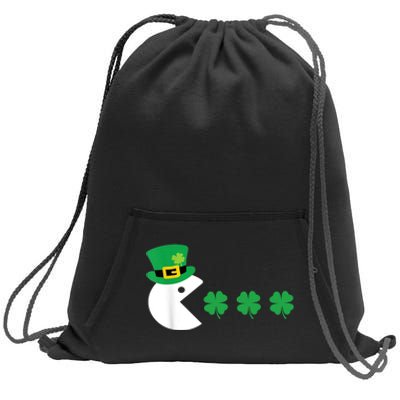 Happy Face Checked, Shamrock Green Clover St Patrick's Day Sweatshirt Cinch Pack Bag