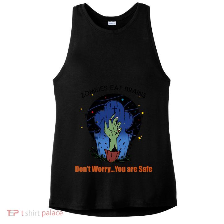 Halloween Funny Cute Gift Zombies Eat Brains Gory Hand Gift Ladies PosiCharge Tri-Blend Wicking Tank