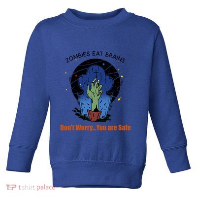 Halloween Funny Cute Gift Zombies Eat Brains Gory Hand Gift Toddler Sweatshirt