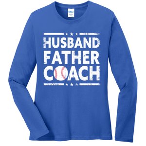 Husband Father Coach Sports Fan Best Dad Ever Fathers Day Cute Gift Ladies Long Sleeve Shirt