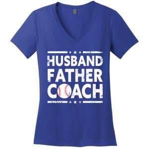 Husband Father Coach Sports Fan Best Dad Ever Fathers Day Cute Gift Women's V-Neck T-Shirt