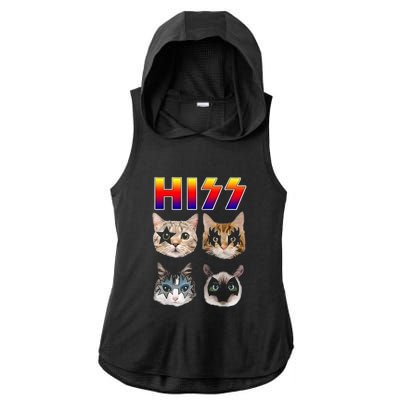 Hiss Funny Cats Kittens Rock Rockin Ladies PosiCharge Tri-Blend Wicking Draft Hoodie Tank