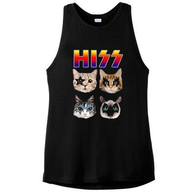 Hiss Funny Cats Kittens Rock Rockin Ladies PosiCharge Tri-Blend Wicking Tank