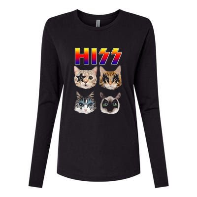 Hiss Funny Cats Kittens Rock Rockin Womens Cotton Relaxed Long Sleeve T-Shirt