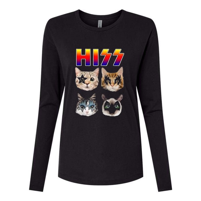 Hiss Funny Cats Kittens Rock Rockin Womens Cotton Relaxed Long Sleeve T-Shirt