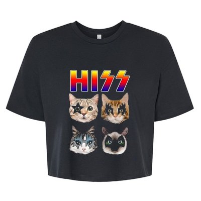 Hiss Funny Cats Kittens Rock Rockin Bella+Canvas Jersey Crop Tee