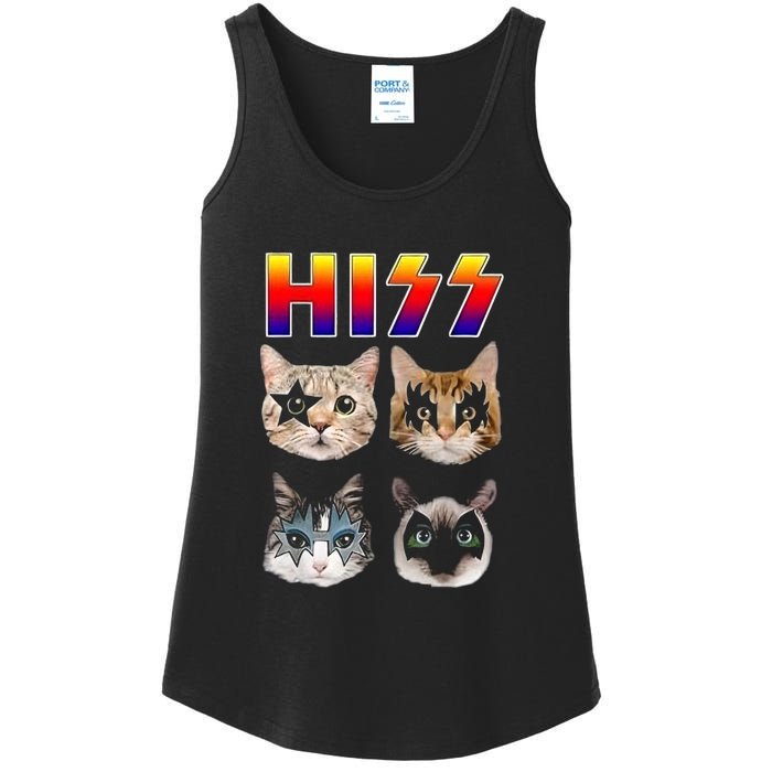 Hiss Funny Cats Kittens Rock Rockin Ladies Essential Tank