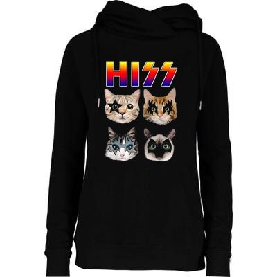 Hiss Funny Cats Kittens Rock Rockin Womens Funnel Neck Pullover Hood