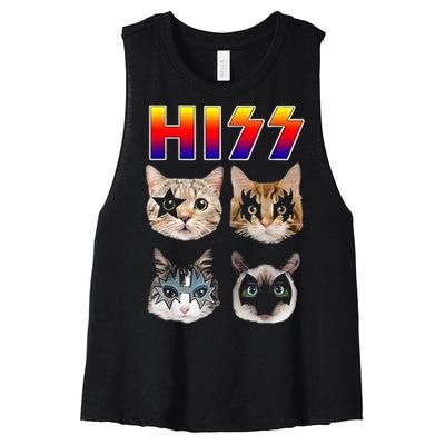 Hiss Funny Cats Kittens Rock Rockin Women's Racerback Cropped Tank