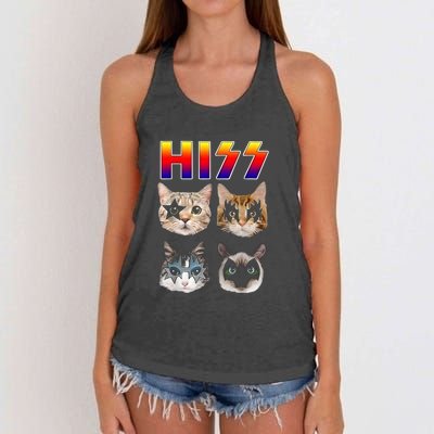 Hiss Funny Cats Kittens Rock Rockin Women's Knotted Racerback Tank