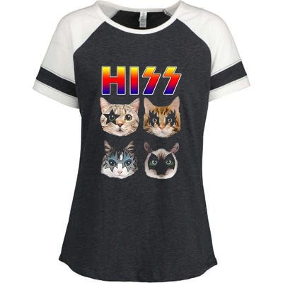 Hiss Funny Cats Kittens Rock Rockin Enza Ladies Jersey Colorblock Tee