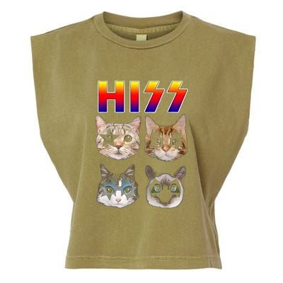 Hiss Funny Cats Kittens Rock Rockin Garment-Dyed Women's Muscle Tee