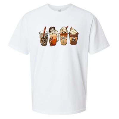 Horror Fall Coffee Pumpkin Spice Latte Iced Autumn Halloween Sueded Cloud Jersey T-Shirt