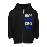 Hope Faith Cure ALS Awareness Toddler Zip Fleece Hoodie