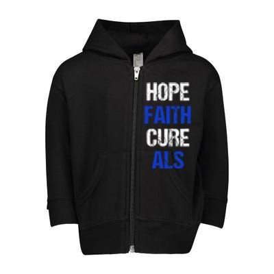 Hope Faith Cure ALS Awareness Toddler Zip Fleece Hoodie