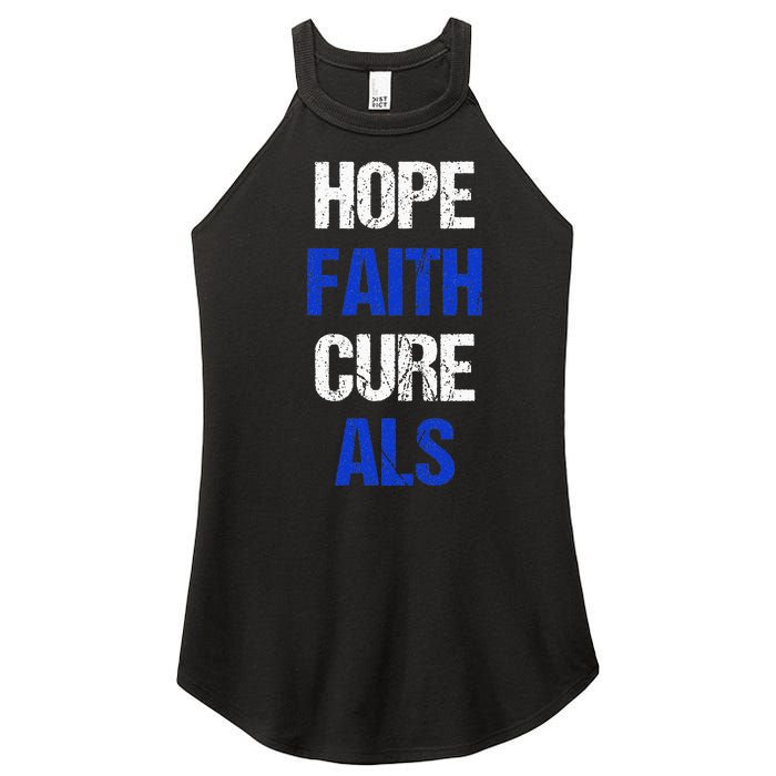 Hope Faith Cure ALS Awareness Women’s Perfect Tri Rocker Tank